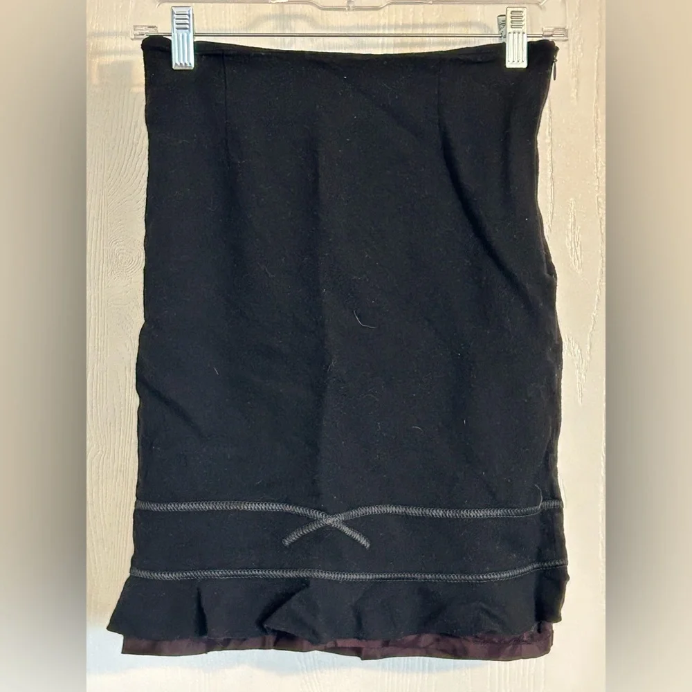 Searle Black | Pencil Skirt with Ruffle Hem | Size 4